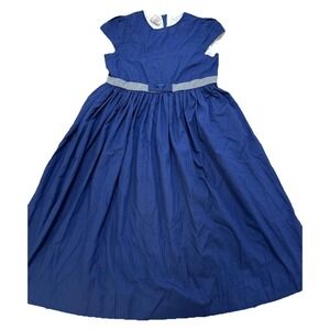 smocked giraffe girls size 8 navy blue dress